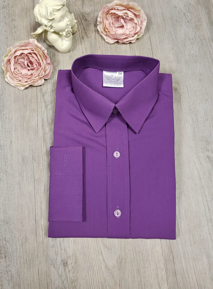 Chemise enfant habillée couleur manches longues
