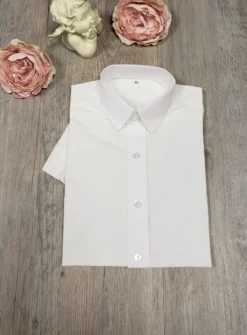 Chemise enfant manches courtes blanche ou écrue