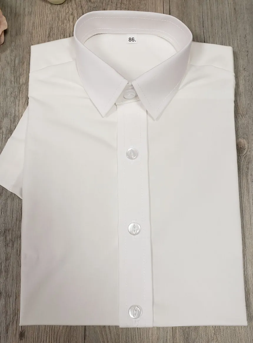 Chemise enfant manches courtes blanche ou écrue