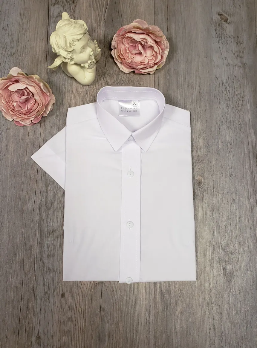 Chemise enfant manches courtes blanche ou écrue