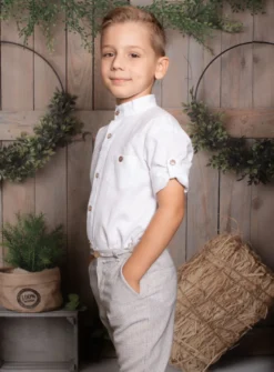 Chemise en lin blanche col mao