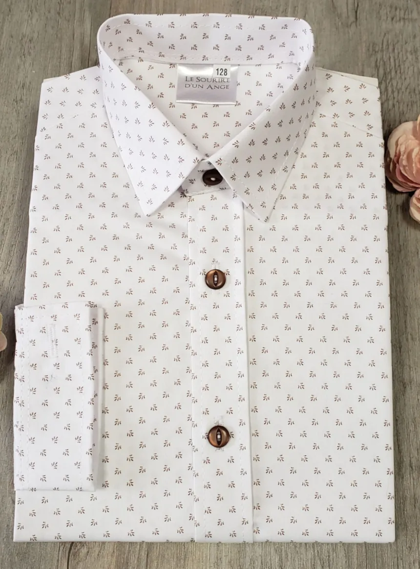 Chemise imprimée cérémonie garçon manches longues