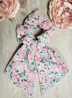 Chouchou Crunchy Noeud cheveux imprimé Fleuri