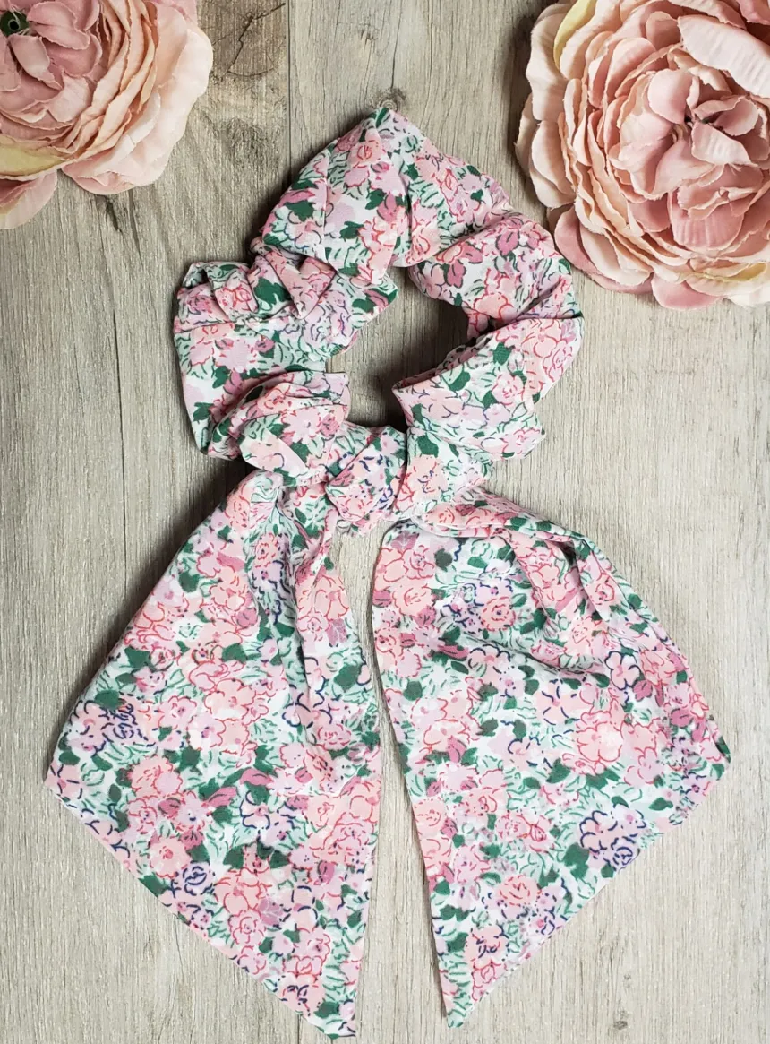 Chouchou Crunchy Noeud cheveux imprimé Fleuri