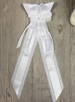 Cierge baptême avec noeud satin - Personnalisable