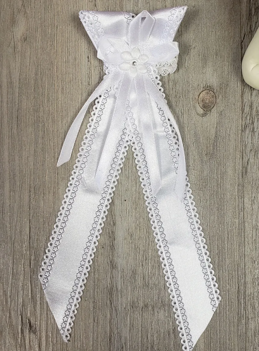 Cierge baptême avec noeud satin - Personnalisable