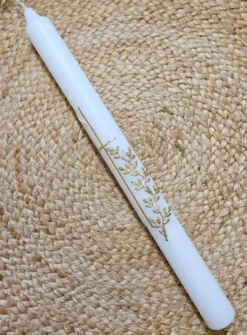 Cierge baptême croix et rameau - Personnalisable