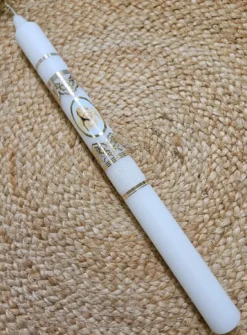 Cierge de bapteme bébé et ange - personnalisable Blanc