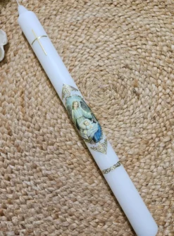 Cierge de baptême ange bénisseur bébé béni - Personnalisable Blanc