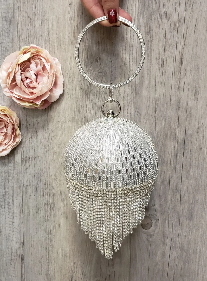 Clutch bag rond avec strass
