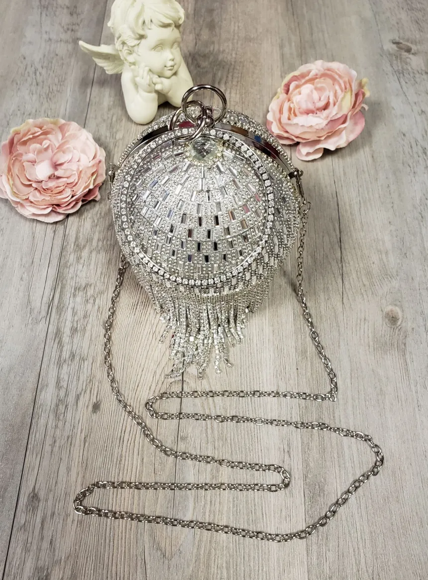 Clutch bag rond avec strass