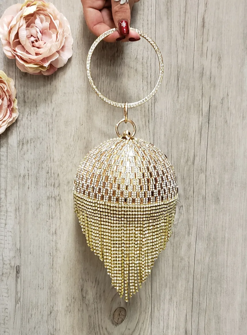 Clutch bag rond avec strass