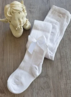 Collant de cérémonie bébé fille avec noeud satin