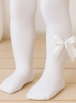 Collant de cérémonie bébé fille avec noeud satin