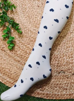 Collants blanc fille coeur couleur
