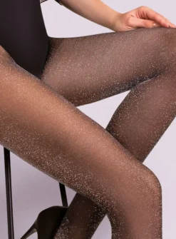 Collants scintillant soirée femme Gris argent T-2