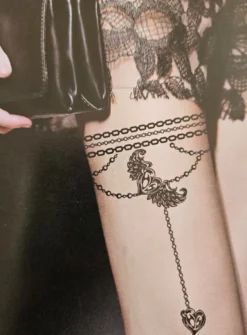 Collants tatouage jarretière femme Beige