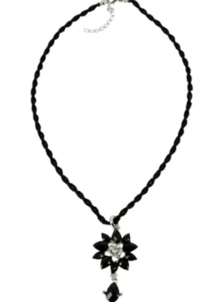 Collier de soirée strass noir et perles Noir