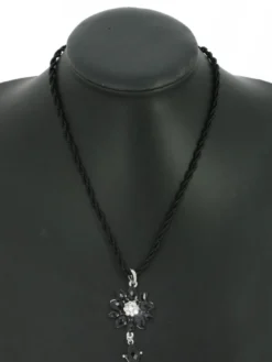 Collier de soirée strass noir et perles Noir