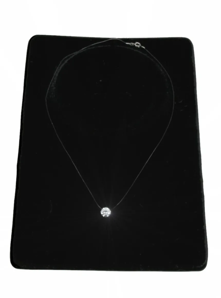 Collier fil nylon strass large Gris argent