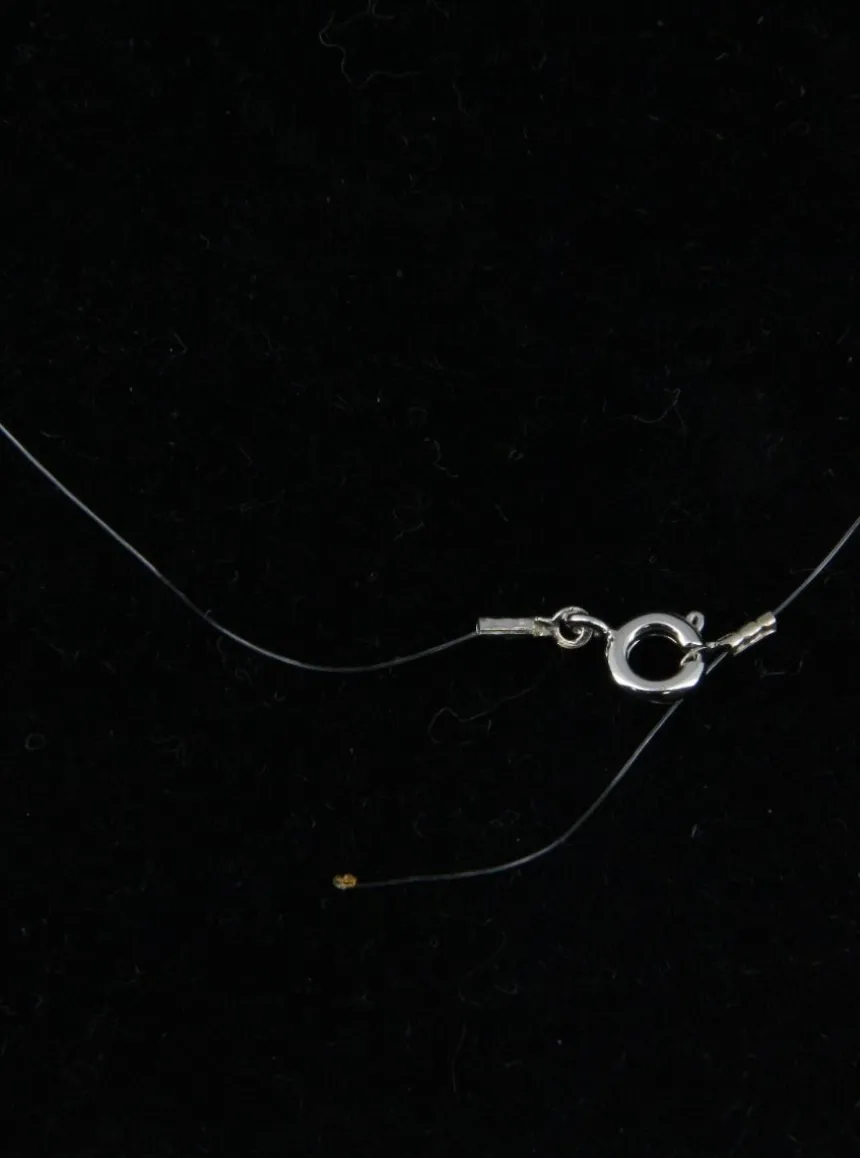 Collier fil nylon strass large Gris argent