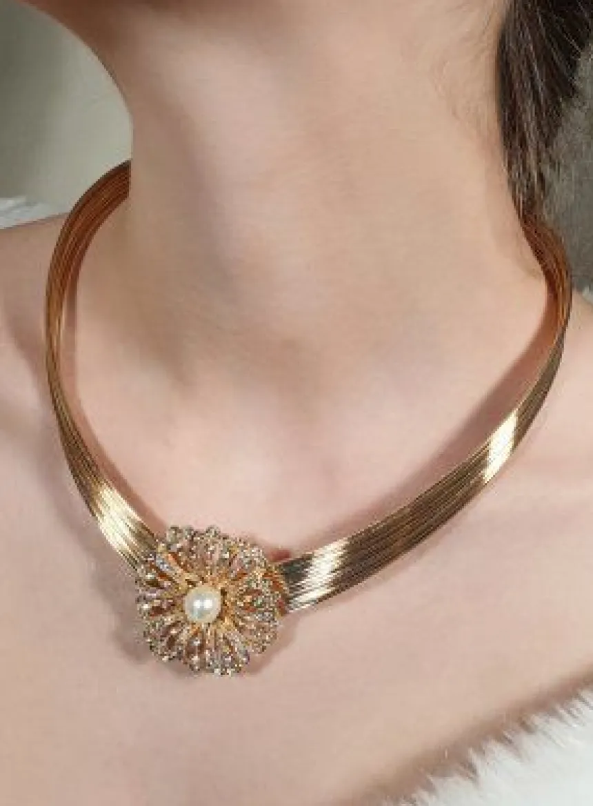 Collier mariage doré avec perle