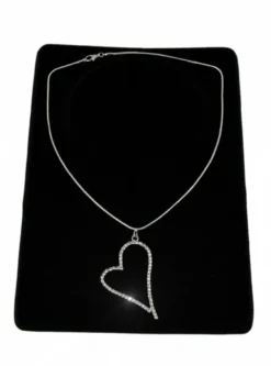 Collier pendentif coeur de strass Gris argent