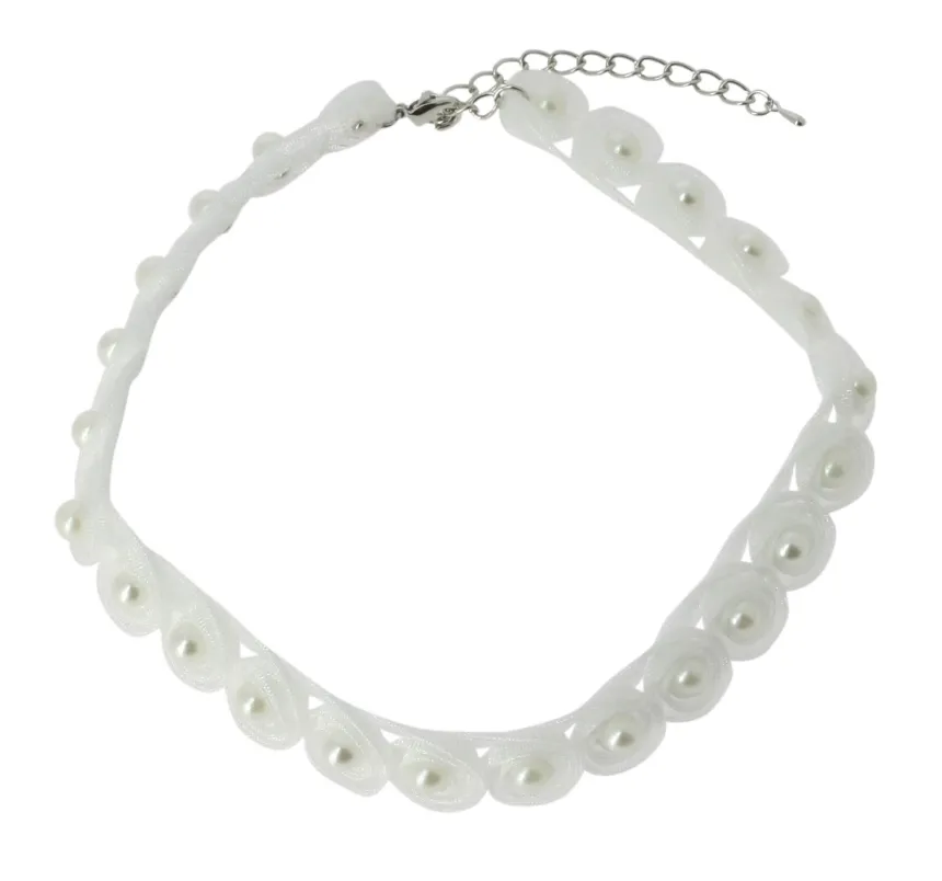 Collier ras de cou perle Blanc