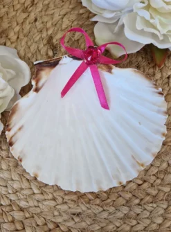 Coquille de baptême strass fleur et noeud