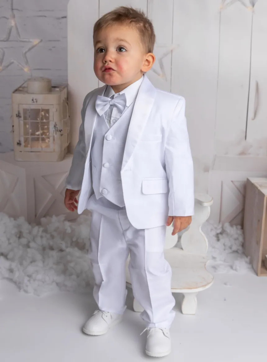 Costume baptême complet blanc pour bébé garçon