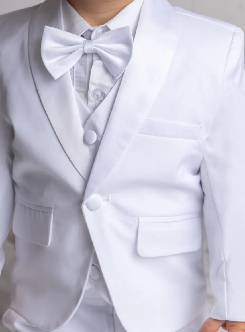 Costume baptême complet blanc pour bébé garçon