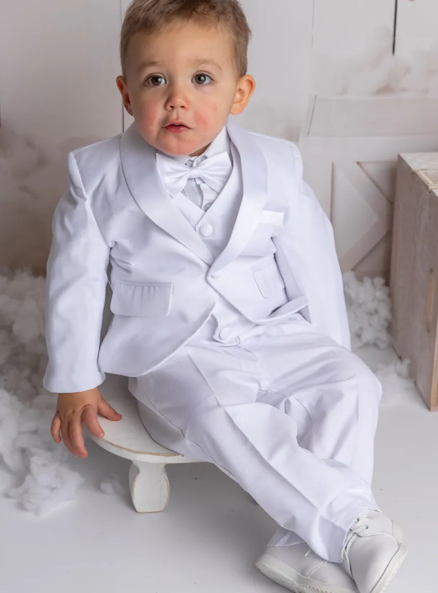 Costume baptême complet blanc pour bébé garçon