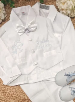 Costume baptême complet blanc pour bébé garçon
