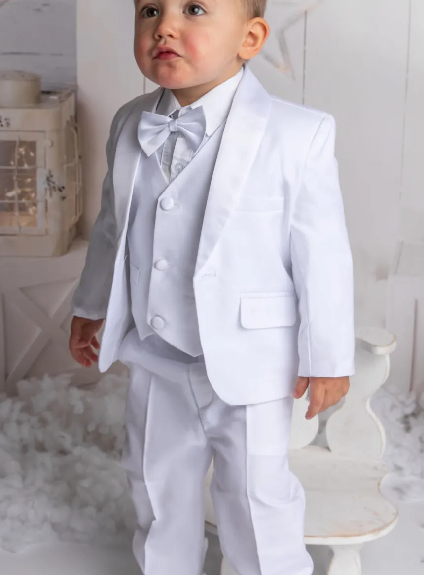 Costume baptême complet blanc pour bébé garçon