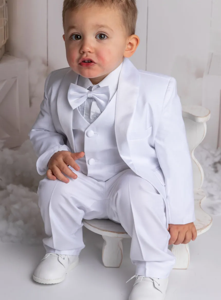 Costume baptême complet blanc pour bébé garçon