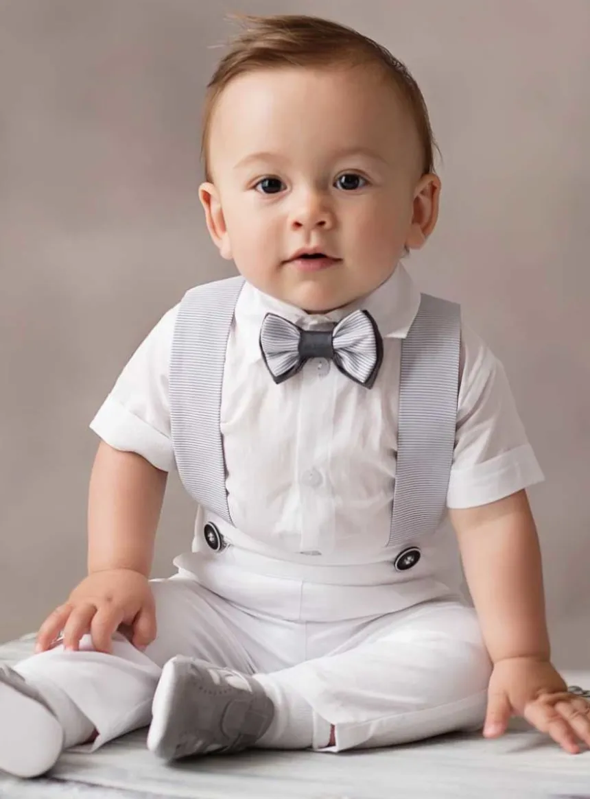 Costume bébé garçon Quentin pantalon blanc