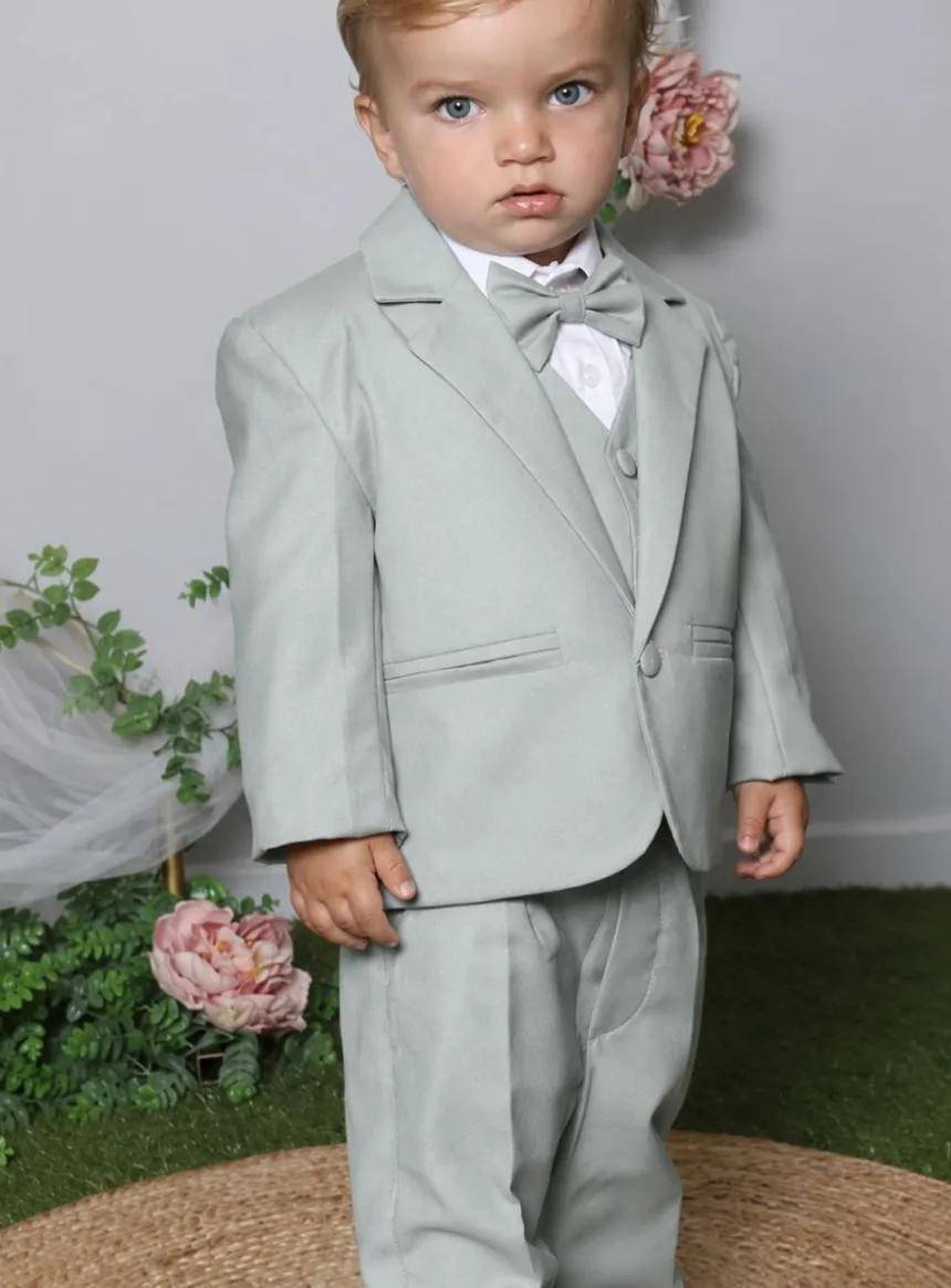 Costume bébé garçon vert sauge 5 pièces – Modèle Lucas