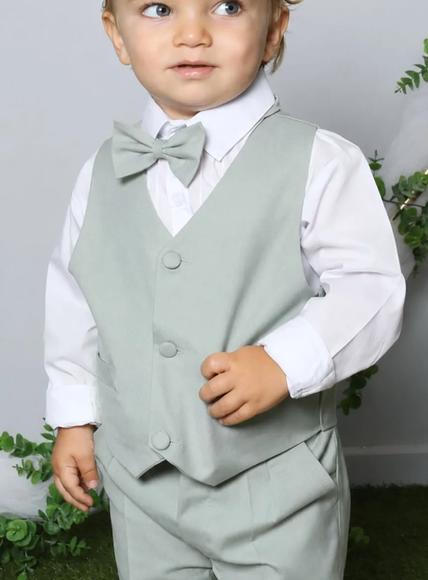 Costume bébé garçon vert sauge 5 pièces – Modèle Lucas