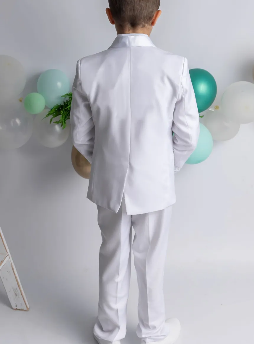Costume blanc cérémonie enfant complet 5 pièces Thibault