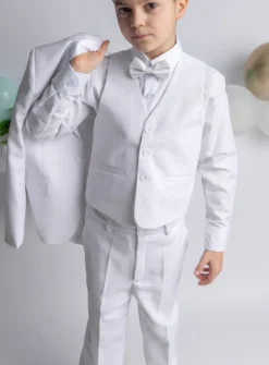Costume blanc cérémonie enfant complet 5 pièces Thibault