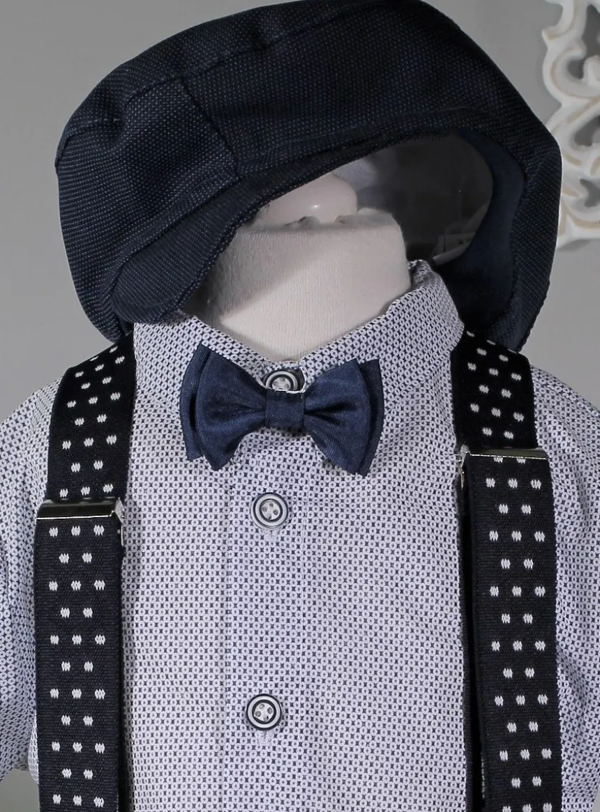 Costume bretelle bébé garçon + casquette