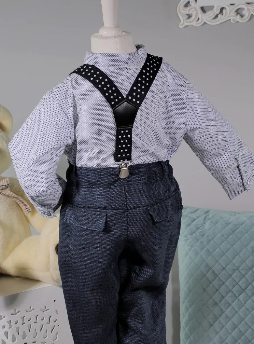Costume bretelle bébé garçon + casquette