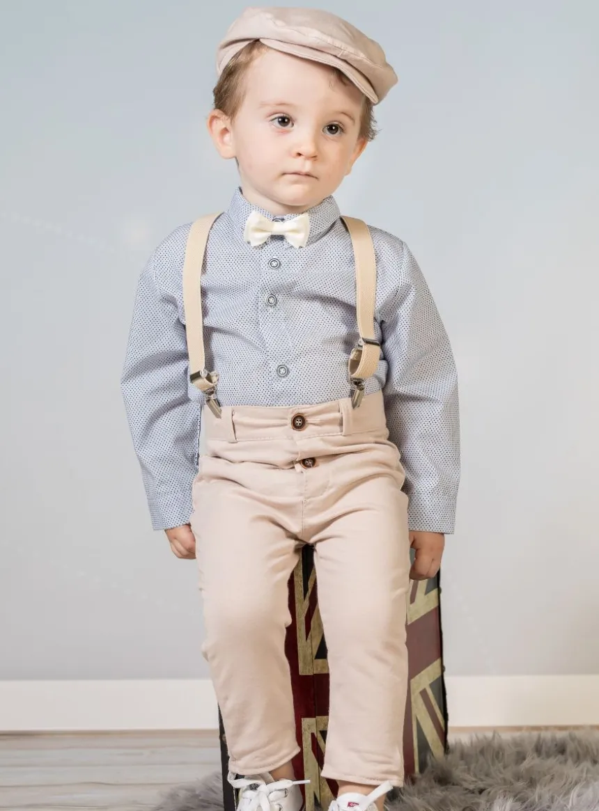 Costume bretelle bébé garçon + casquette