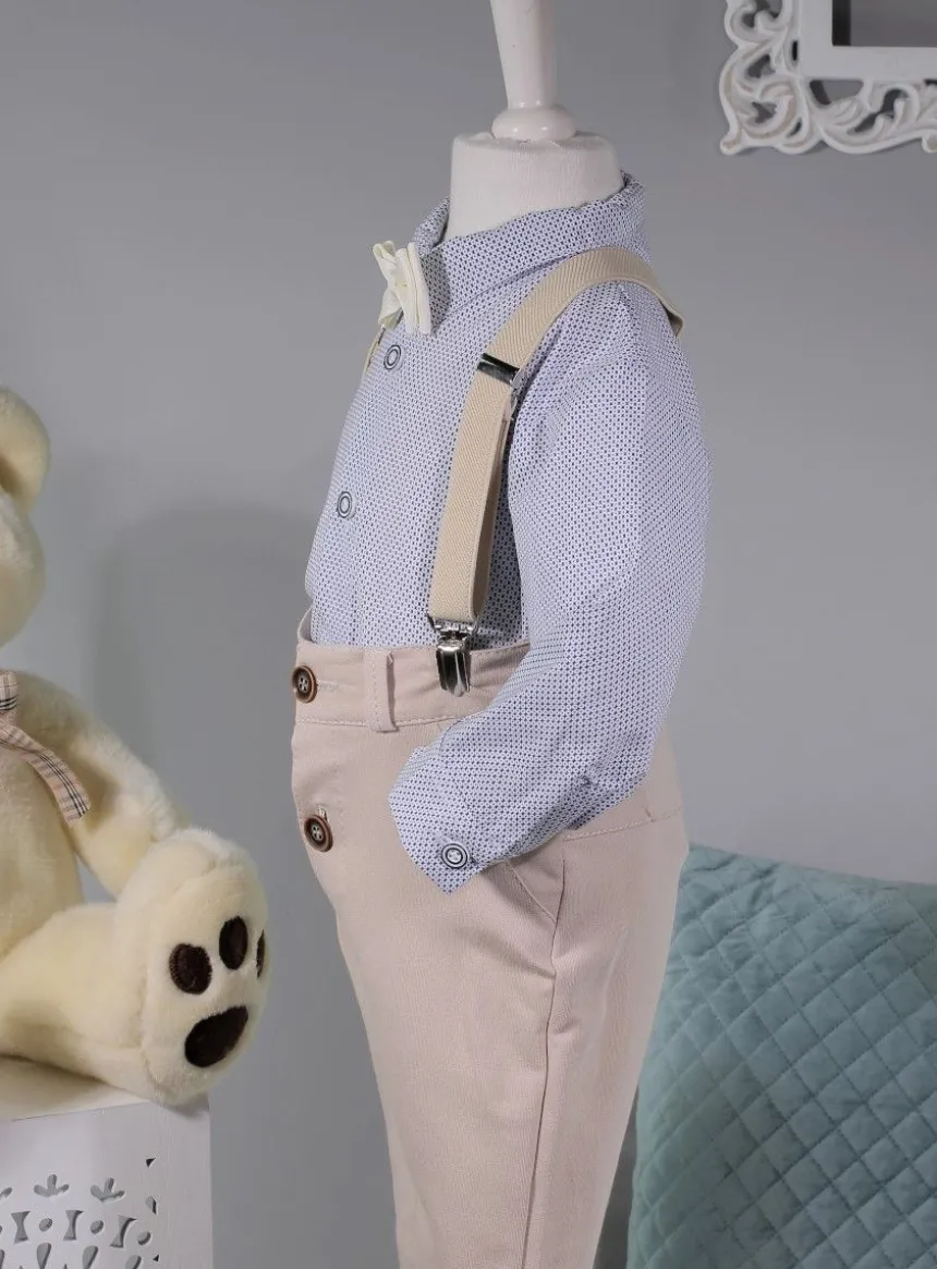 Costume bretelle bébé garçon + casquette