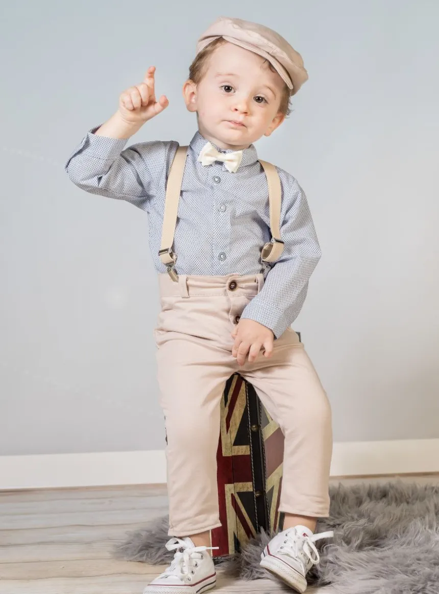 Costume bretelle bébé garçon + casquette
