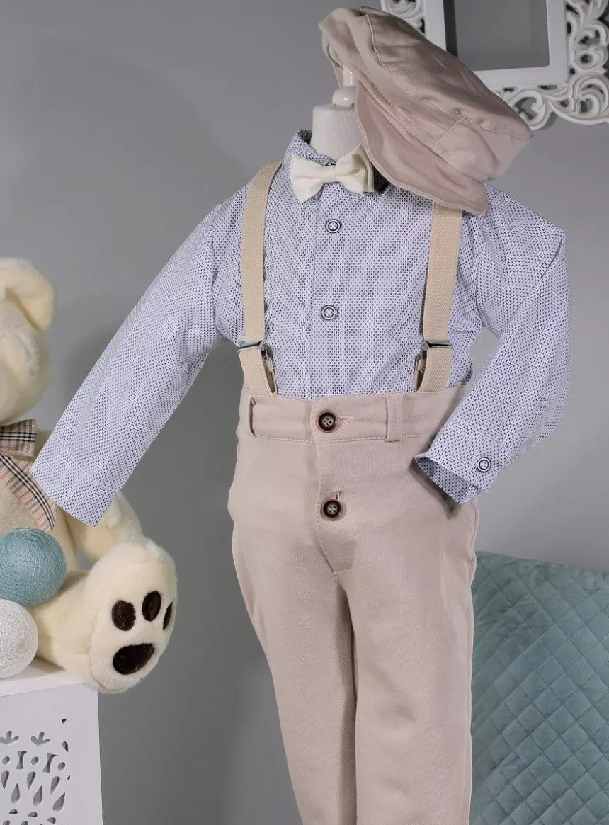 Costume bretelle bébé garçon + casquette