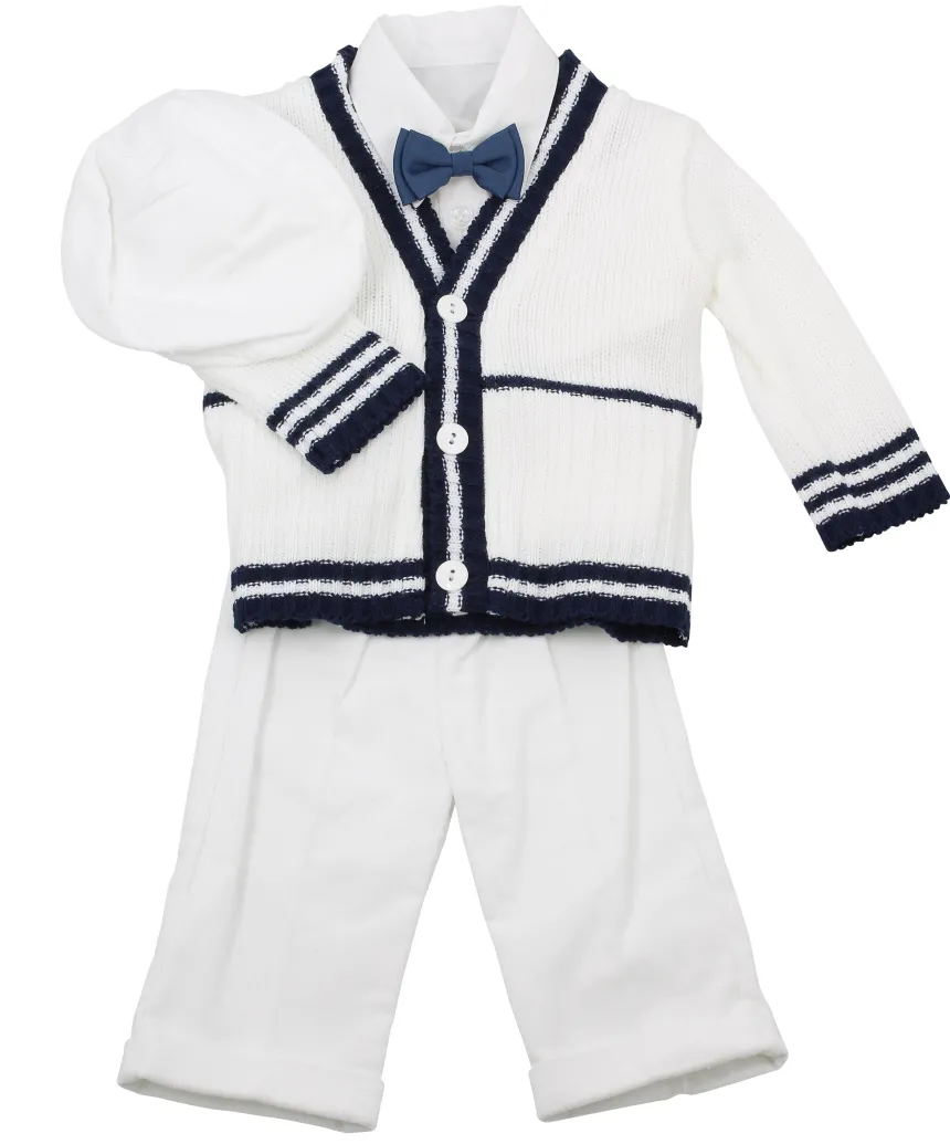 Costume de baptême complet Théo 5p. Blanc 1 mois