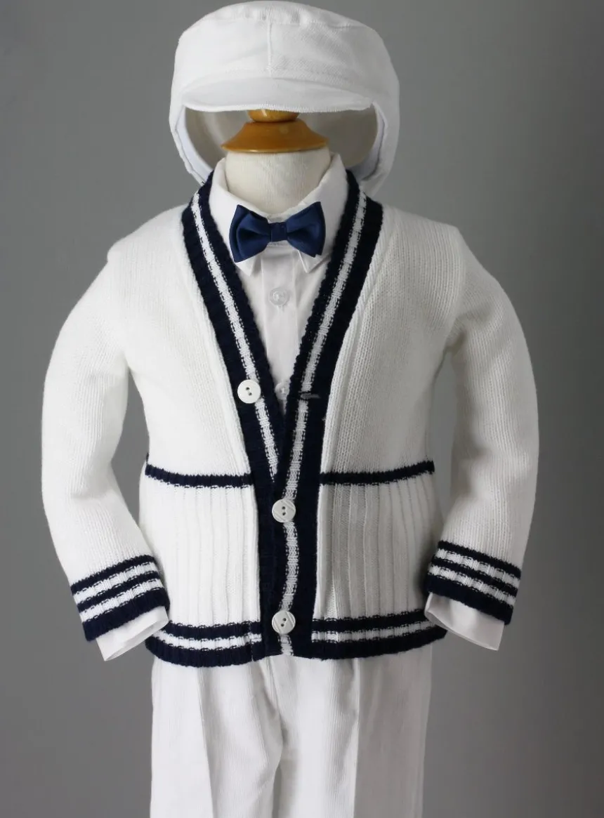 Costume de baptême complet Théo 5p. Blanc 1 mois