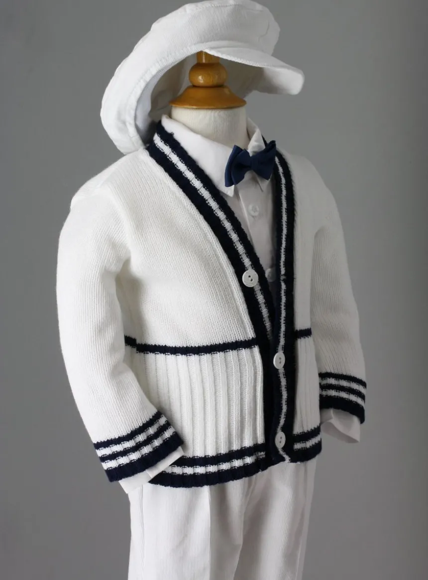 Costume de baptême complet Théo 5p. Blanc 1 mois