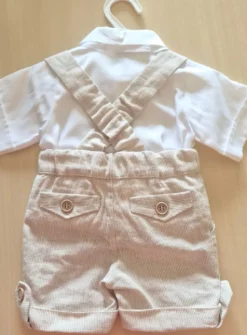 Costume de baptême garçon Paul bermuda en lin et coton